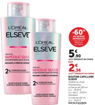Routine capillaire Elseve Glycolic Gloss L'Oréal Paris