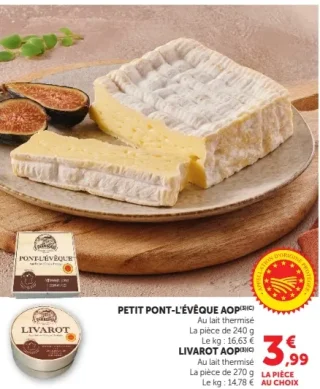 Petit Pont-l'Évêque AOP ou Livarot AOP