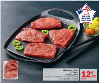 Steak à griller de viande bovine
