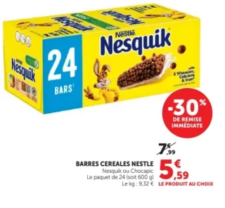 Barres de céréales Nesquik ou Chocapic Nestlé