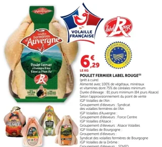 Poulet fermier Label Rouge Volailles Fermières d'Auvergne