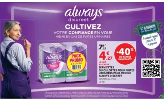 Serviettes ou culottes pour fuites urinaires Pack Promo Always Discreet