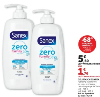 Gel douche Sanex Hydrating ou sensitive