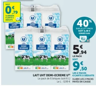 Lait UHT demi-écrémé U