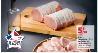 Porc : Caissette côte + rôti filet ou échine