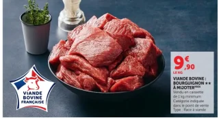Viande bovine : Bourguignon ** à mijoter