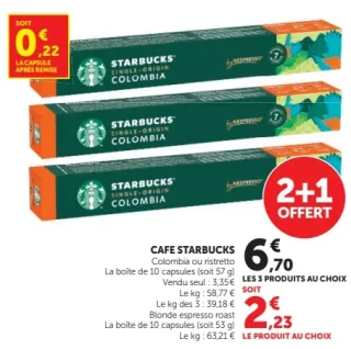 Café Starbucks Colombia ou ristretto