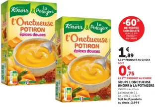 Soupe l'Onctueuse potiron épices douces Knorr & La Potagère