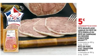 Tête roulée, pâté de campagne, mousse forestière ou rôti de porc cuit tradition Brient