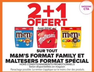 Bonbons M&M's format family et Maltesers format spécial