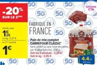 Pain de mie complet CARREFOUR CLASSIC' Sans additif ou sans huile de palme, par 14 Maxi tranches, 550 g