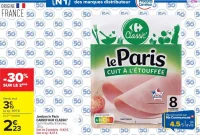 Jambon le Paris CARREFOUR CLASSIC' Cuit à l'étouffée, 8 tranches, 320 g