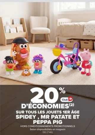 Jouets 1er âge Spidey, Mr Patate et Peppa Pig