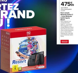 Pack console Nintendo Switch 2 + le jeu Nintendo Switch Sports Resort
