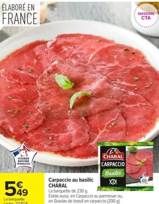 Carpaccio au basilic Charal