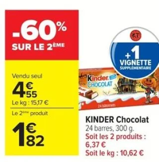 KINDER Chocolat 24 barres, 300 g