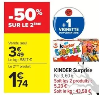 KINDER Surprise Par 3, 60 g
