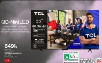 Téléviseur Mini LED 4K TCL 55P8L 55"
