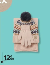 Set bonnet, gants et tour de cou enfant Tex
