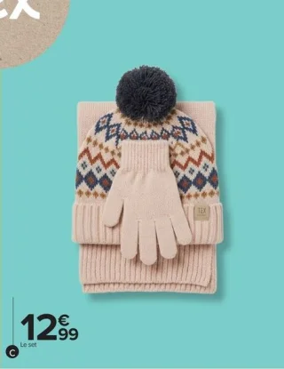 Set bonnet, gants et tour de cou enfant Tex