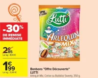 Bonbons "Offre Découverte" LUTTI Arlequin Mix, Cerise ou Bubblizz Sweety, 350 g.