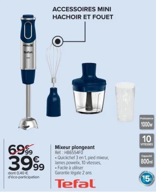 Mixeur plongeant Tefal HB6554F0
