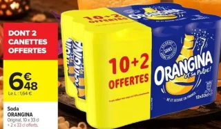Soda ORANGINA Original, 10 x 33 cl + 2 x 33 cl offerts