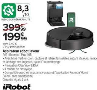 Aspirateur robot laveur iRobot Roomba Plus 405