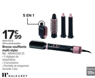 Brosse soufflante multi-styler Nalk&Rey NRHAS1200-25