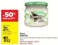 Sauce DORITOS Sour cream, Salsa épicée, Salsa douce ou Nacho Cheese