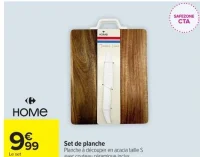 Set de planche Planche à découper en acacia taille S avec couteau céramique inclus HOME