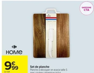 Set de planche Planche à découper en acacia taille S avec couteau céramique inclus HOME