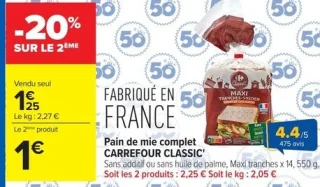 Pain de mie complet CARREFOUR CLASSIC'