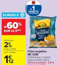 Frites surgelées MC CAIN Côté Brasserie, Comptoir, Burger ou Resto