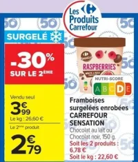 Framboises surgelées enrobées CARREFOUR SENSATION