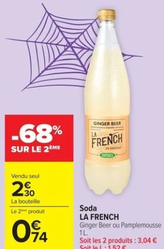 Soda LA FRENCH Ginger Beer ou Pamplemousse