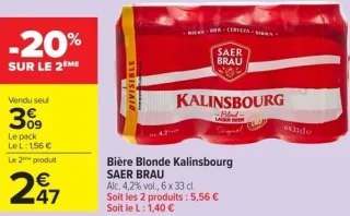 Bière Blonde Kalinsbourg SAER BRAU Alc. 4,2% vol.