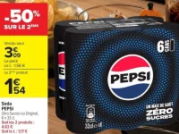 Soda Pepsi Zéro Sucres ou Original