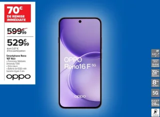 Smartphone Oppo Reno 16F Noir