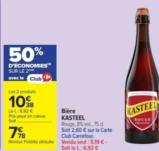 Bière KASTEEL Rouge, 8% vol., 75 cl.