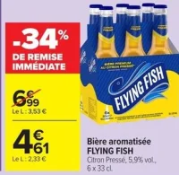 Bière aromatisée FLYING FISH Citron Pressé, 5,9% vol., 6 x 33 cl.