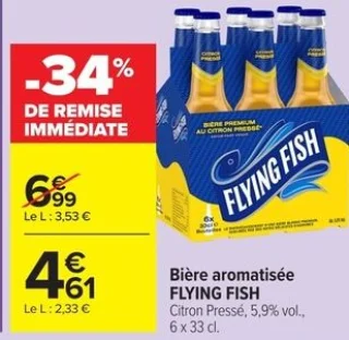Bière aromatisée FLYING FISH Citron Pressé, 5,9% vol., 6 x 33 cl.
