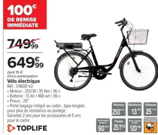 Vélo électrique TOPLIFE E4600 V2