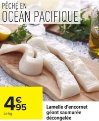 Lamelle d'encornet géant saumurée décongelée