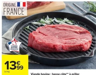 Viande bovine : basse côte** à griller