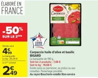 Carpaccio huile d'olive et basilic BIGARD