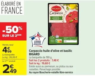 Carpaccio huile d'olive et basilic BIGARD