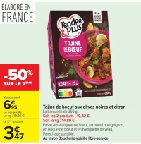 Tajine de bœuf aux olives noires et citron Tendre & Plus