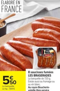 8 saucisses fumées Les Braserades