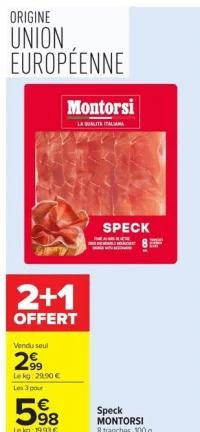 Speck MONTORSI 8 tranches, 100 g.
